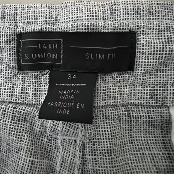 14th and Union Blue Linen Blend Chino Shorts Men's Size 34 Casual Preppy - Picture 7 of 9